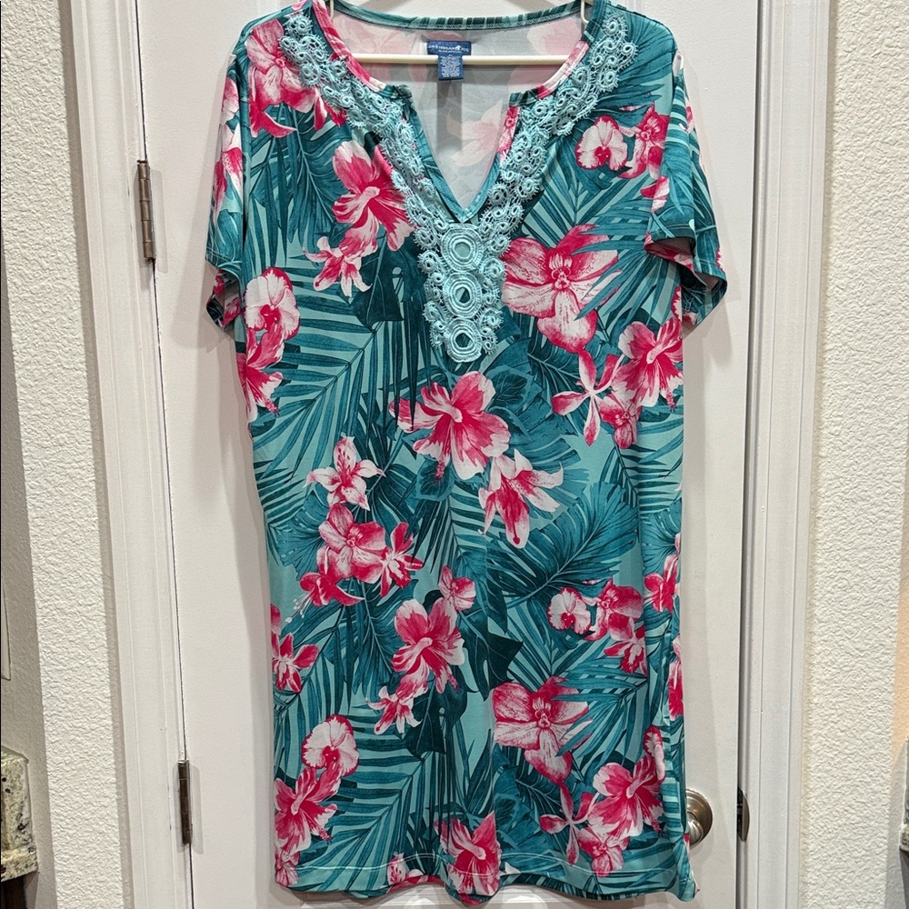 Caribbean Joe Tropical Print Dress